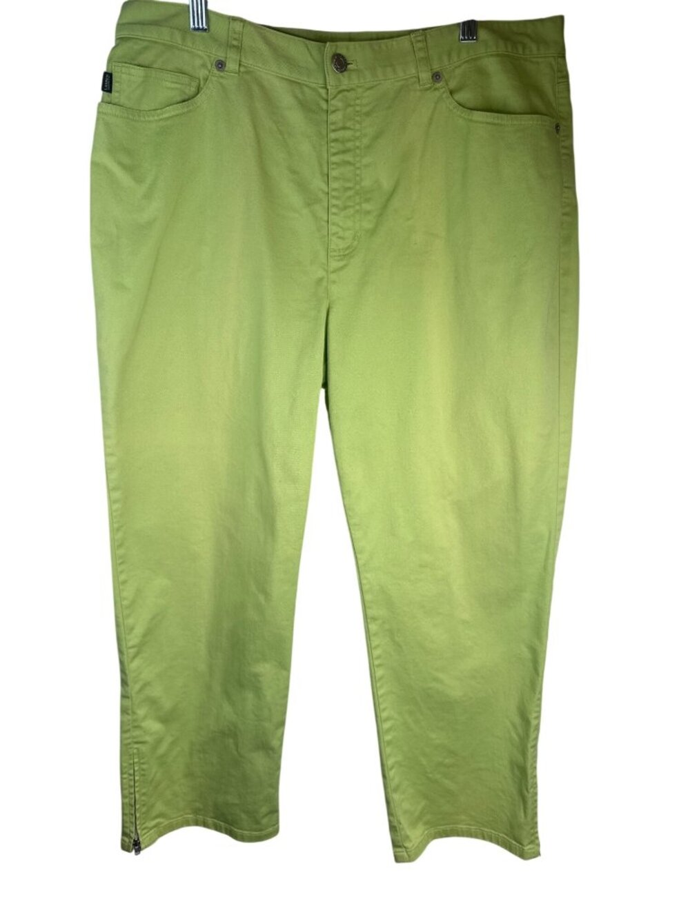 2/$30 Lauren Jeans Co. Ralph Lauren 14 Lime Green Stretch Cropped Pants - Picture 12 of 16